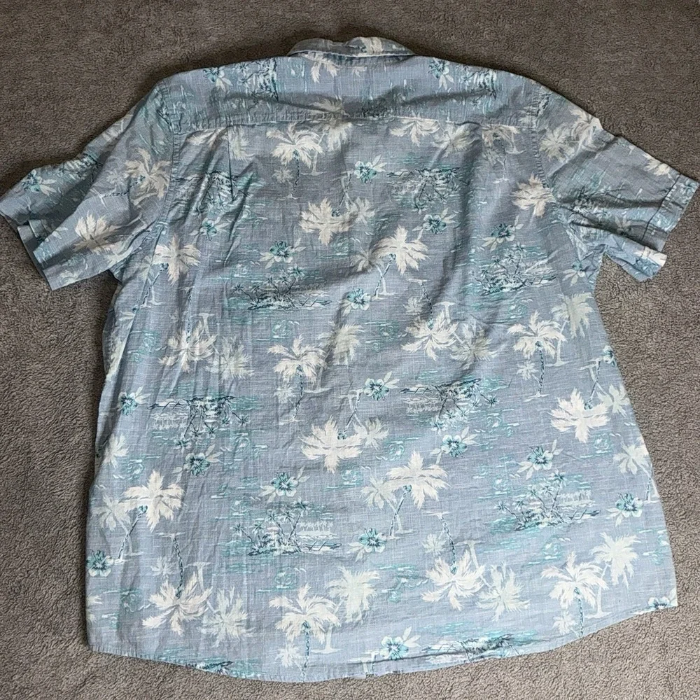 George Mens Hawaiian Shirt 2XL Blue Short Sleeve Button Down 100% Cotton‎